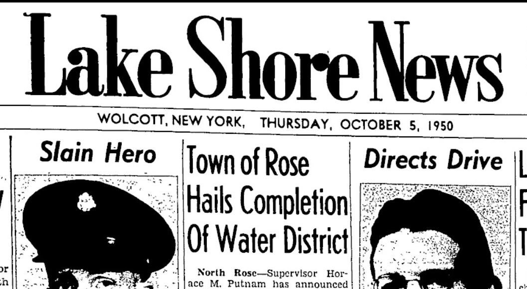 1950 October — 'Town of Rose Hails Completion of Water District', 5 October 1950