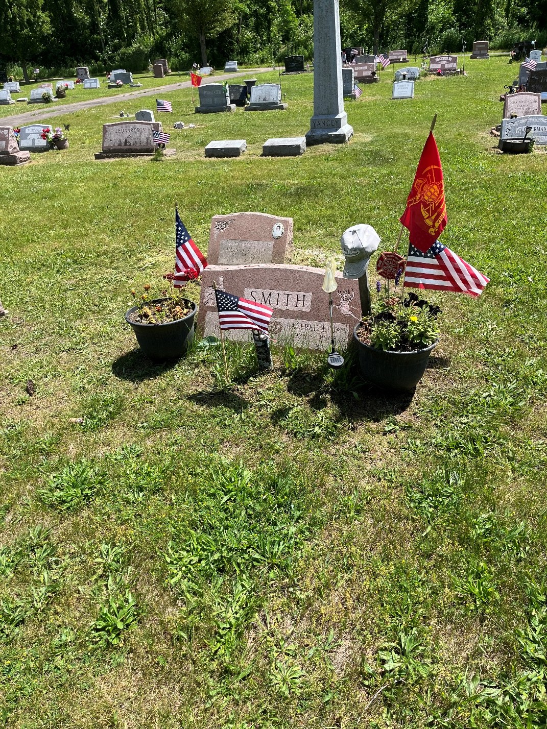 North Rose Fire Department archive photograph (headstones)