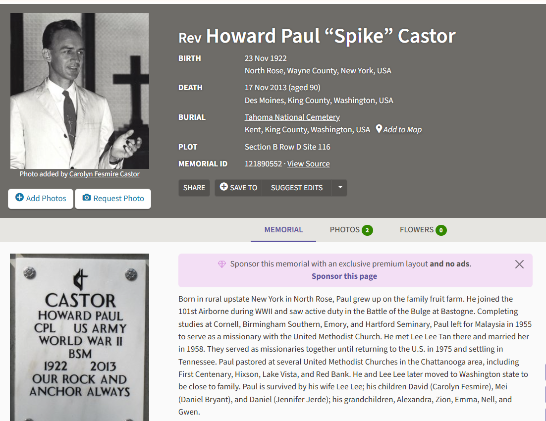 Member obituary — Appendix C