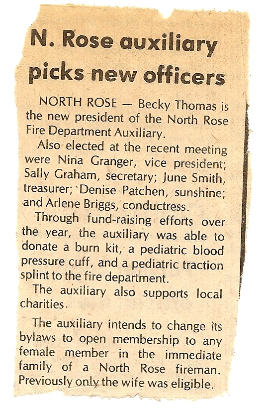 Newspaper article announcing Ladies Auxiliary officers