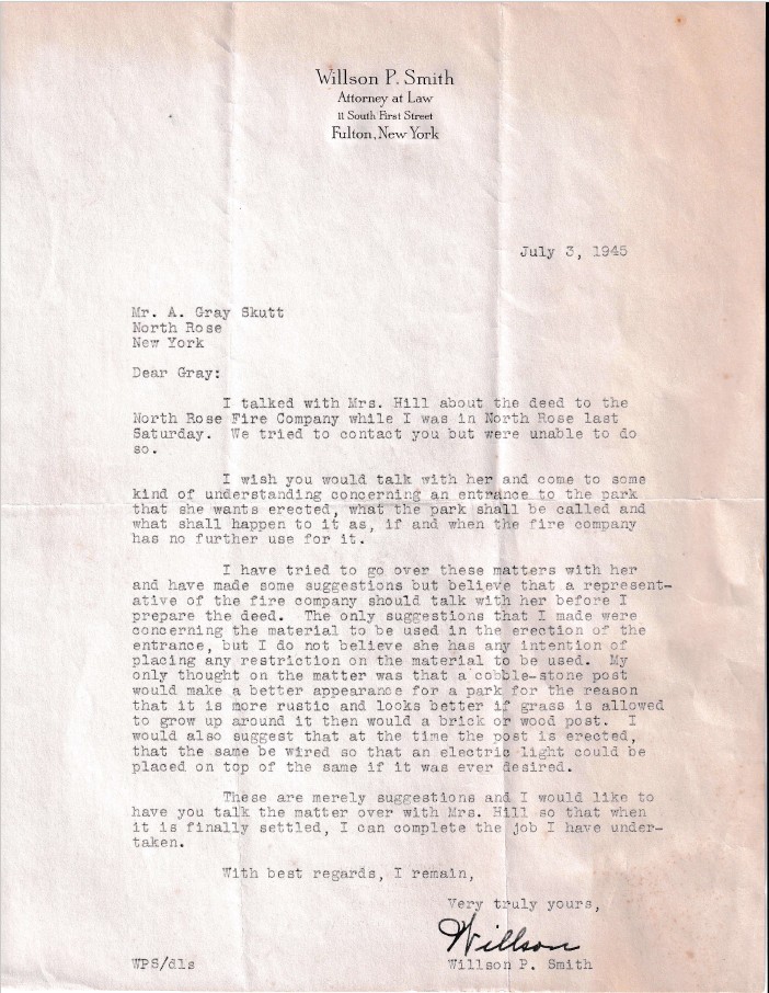 Letter from Willson P. Smith, Attorney at Law, to Mr. A. Gray Skutt, dated 3 July 1945, setting out the terms discussed with Mrs. Hill.