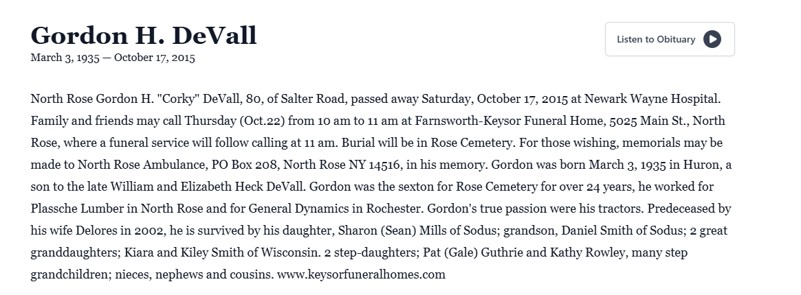 Member obituary — Appendix C