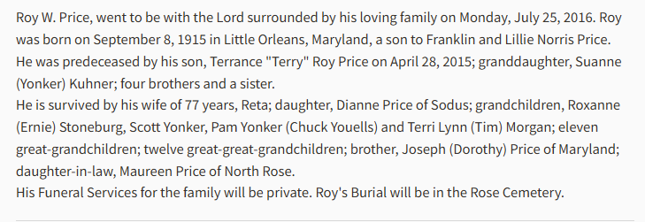 Member obituary — Appendix C