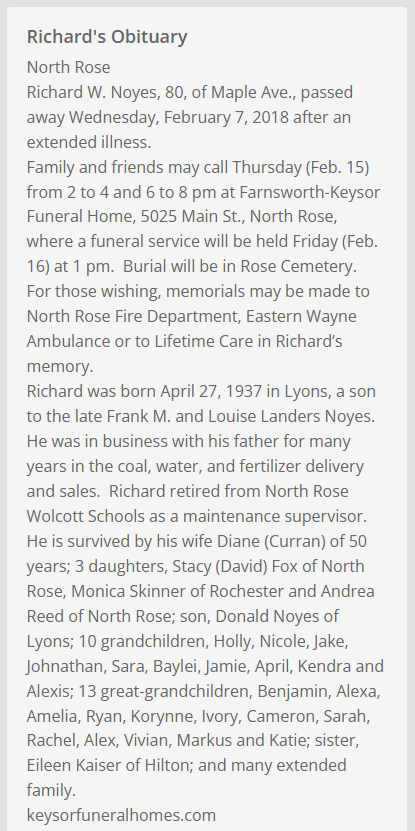 Member obituary — Appendix C
