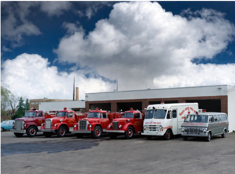 The department's apparatus lined up outside the station
