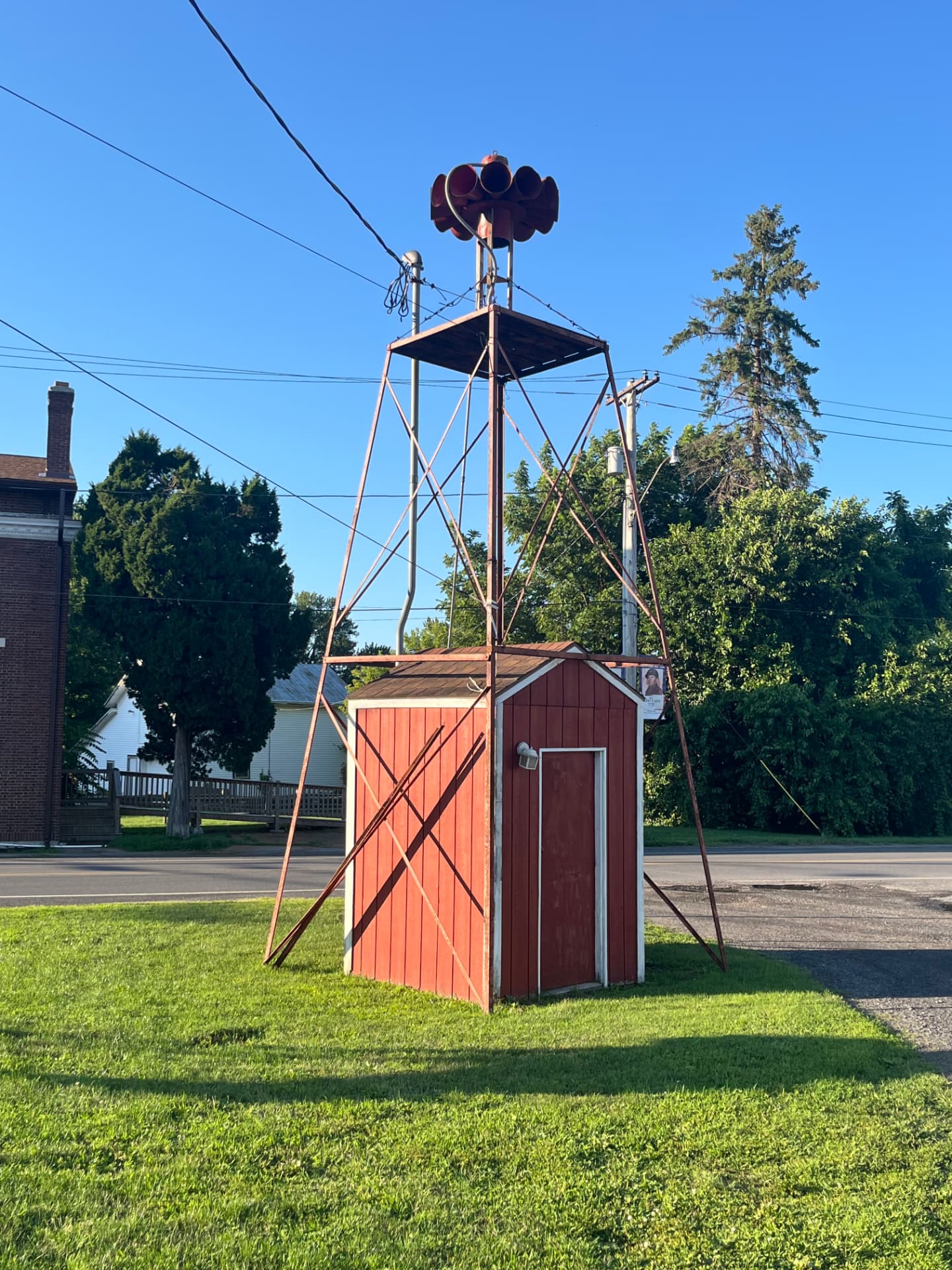 The town fire siren on its tower, North Rose