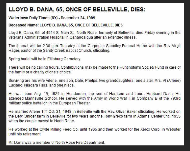 Member obituary — Appendix C
