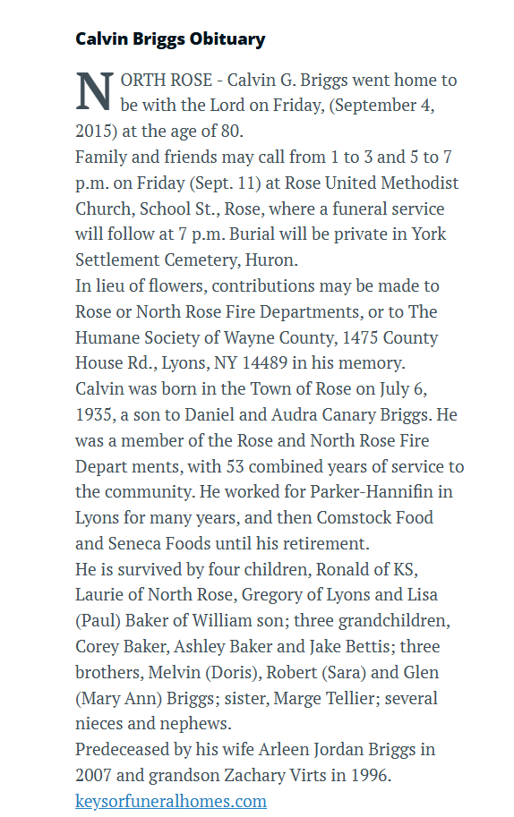 Member obituary — Appendix C