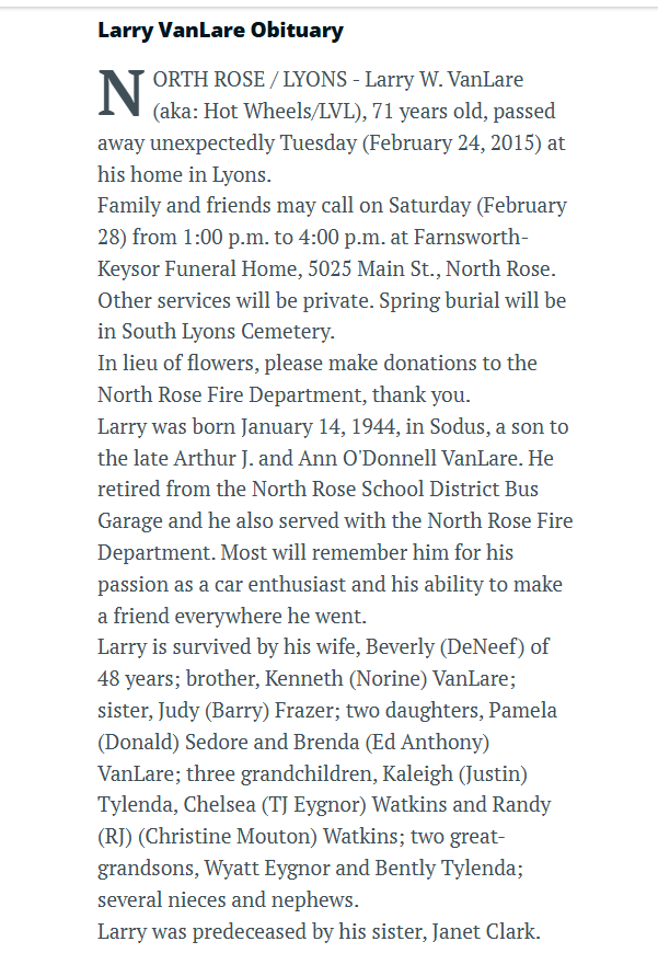 Member obituary — Appendix C