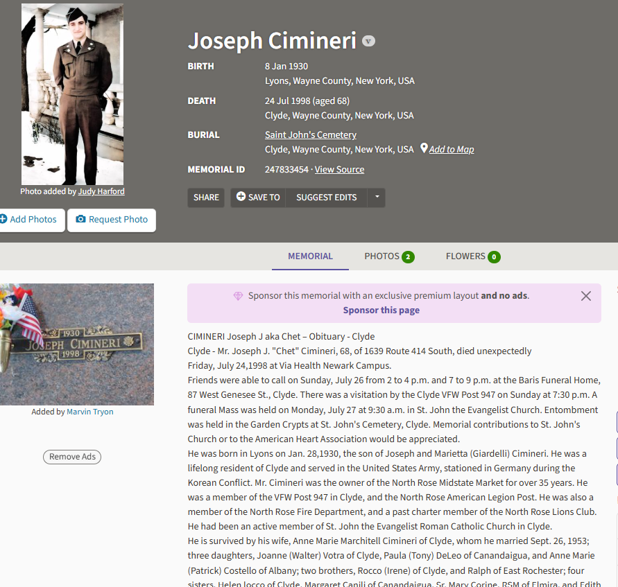 Member obituary — Appendix C